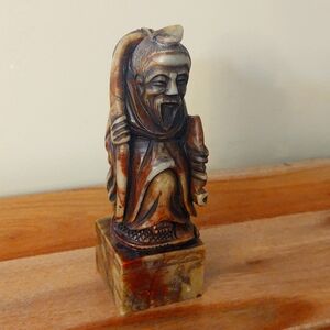 Heavy Marble Hand Carved 6" Confucius Statue